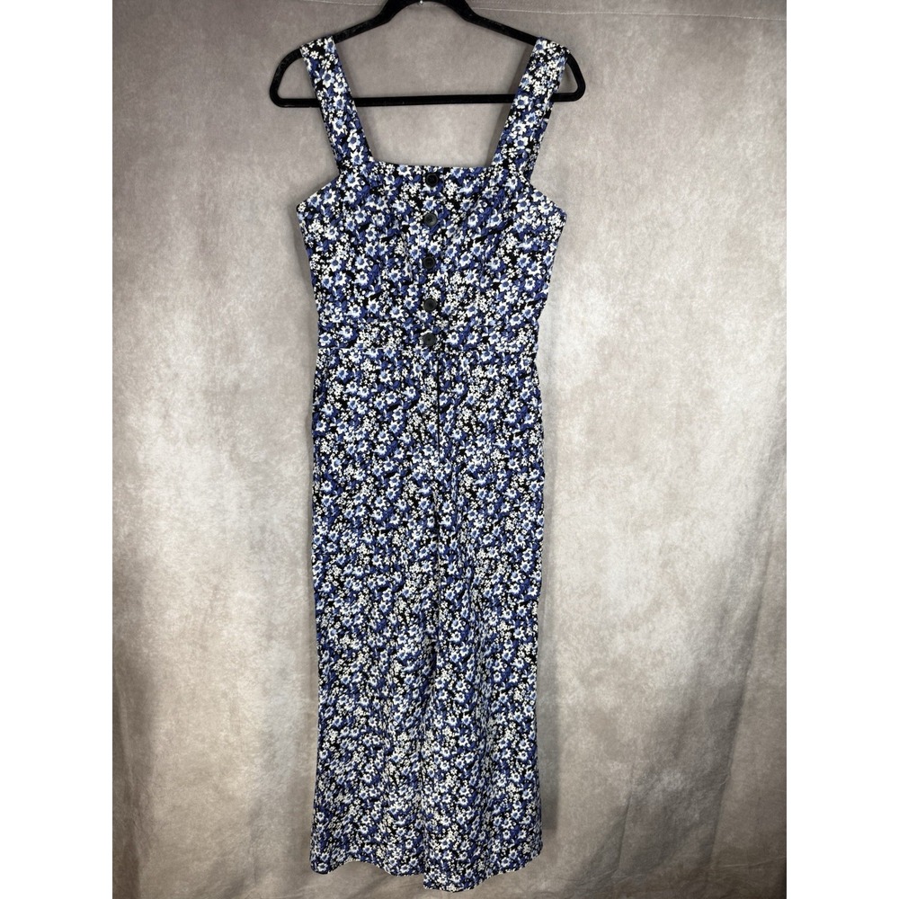 Maeve x Anthropologie The Colette Portside Floral Print Jumpsuit In Blue Sz US 8